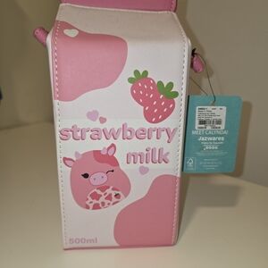 Squishmallows Pink Strawberry Milk Crossbody Bag